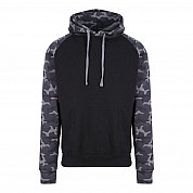 Contrast Hoodie: Black Camo