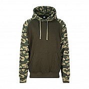 Contrast Hoodie: Green Camo