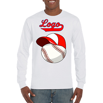 Club T-Shirt, Lange Mouw: Baseball+Cap