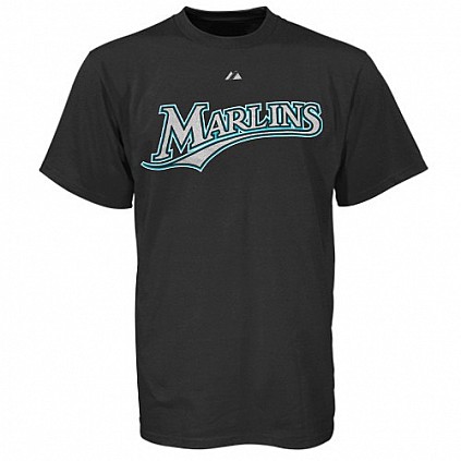 Camiseta Marlins, talla joven - negro