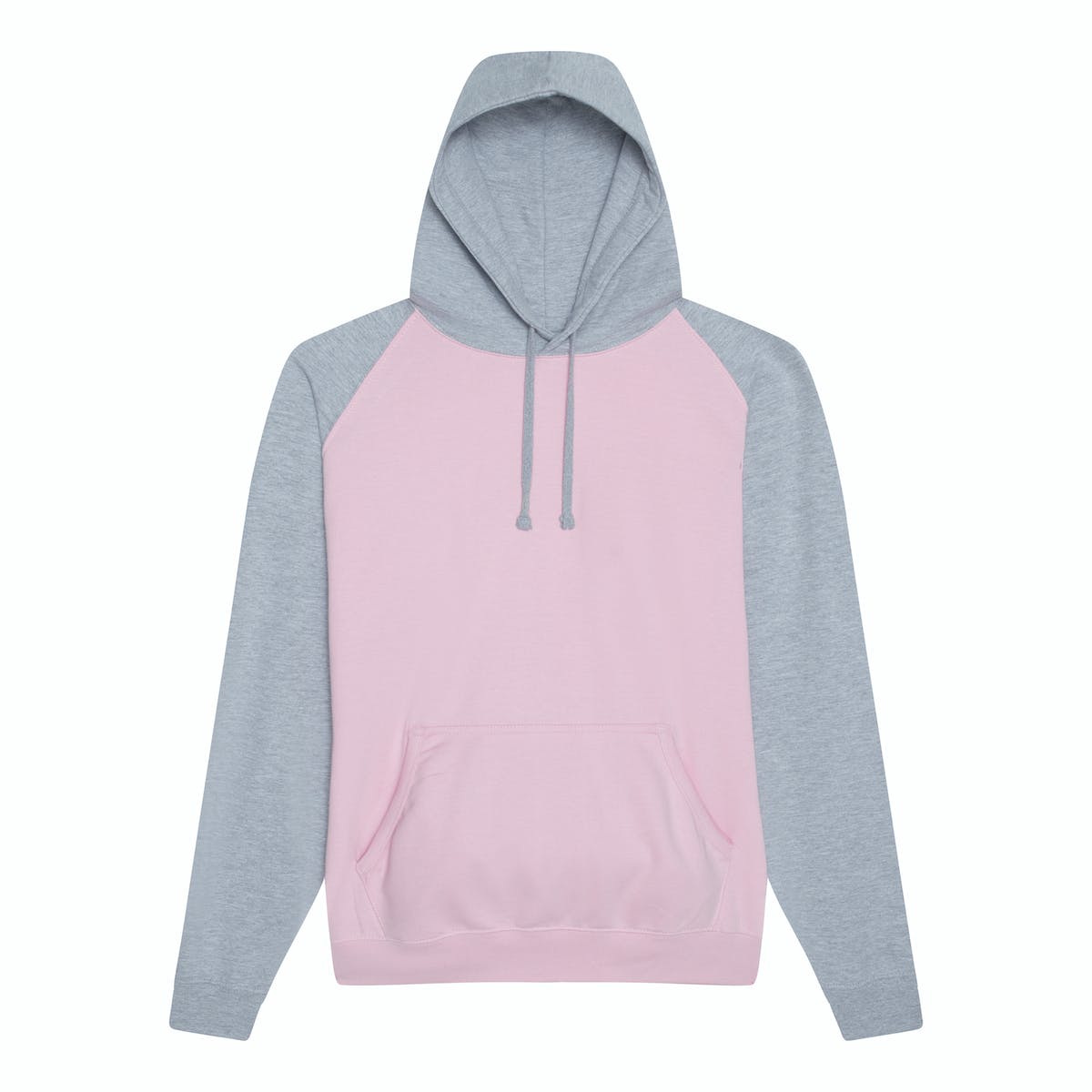 Felpa con cappuccio a contrasto: Rosa baby/Grigio acqua