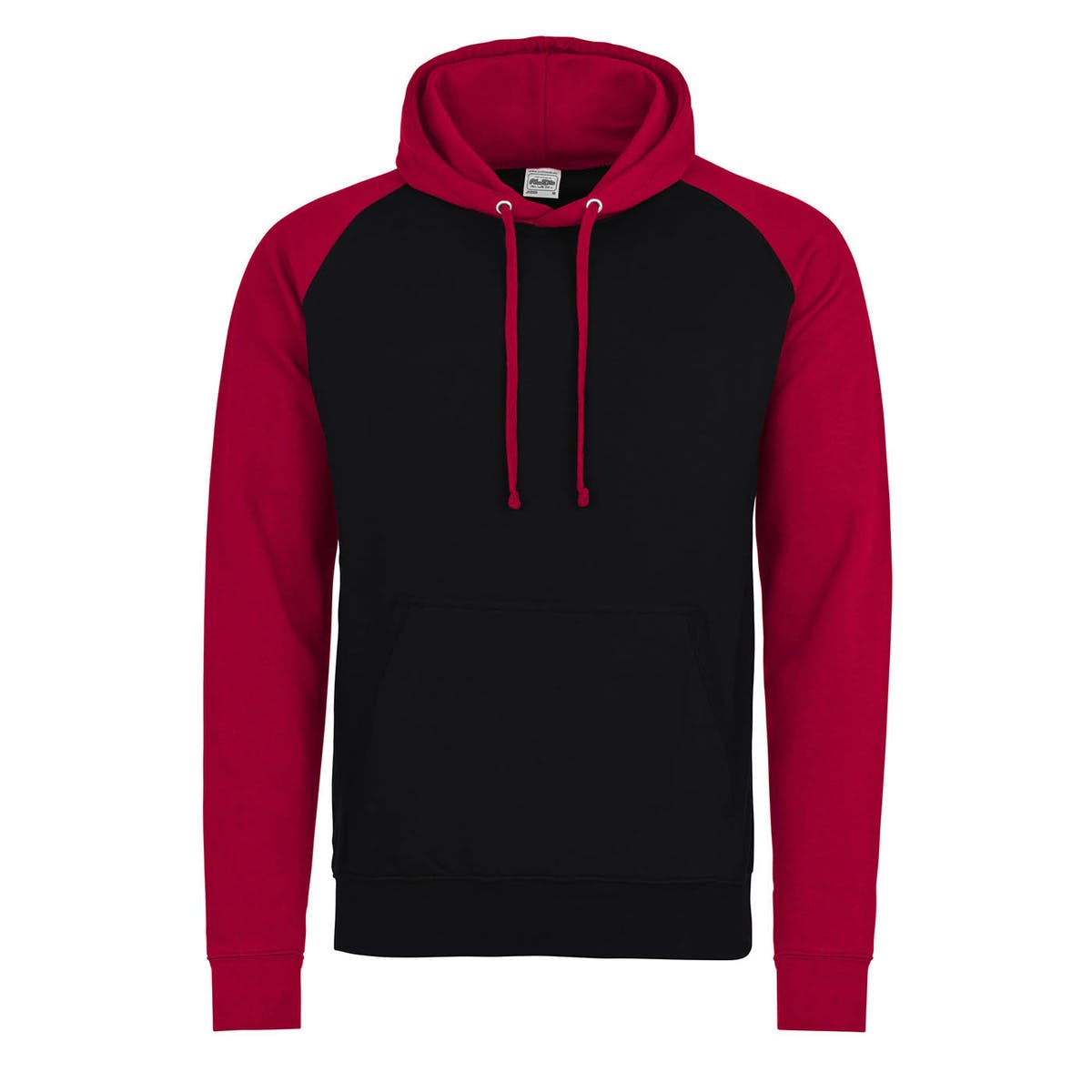 Felpa con cappuccio a contrasto: Nero/Rosso