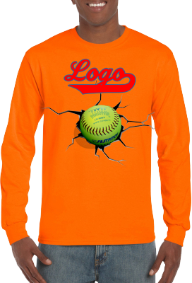 Club T-Shirt, Lange Mouw: Crack Softball