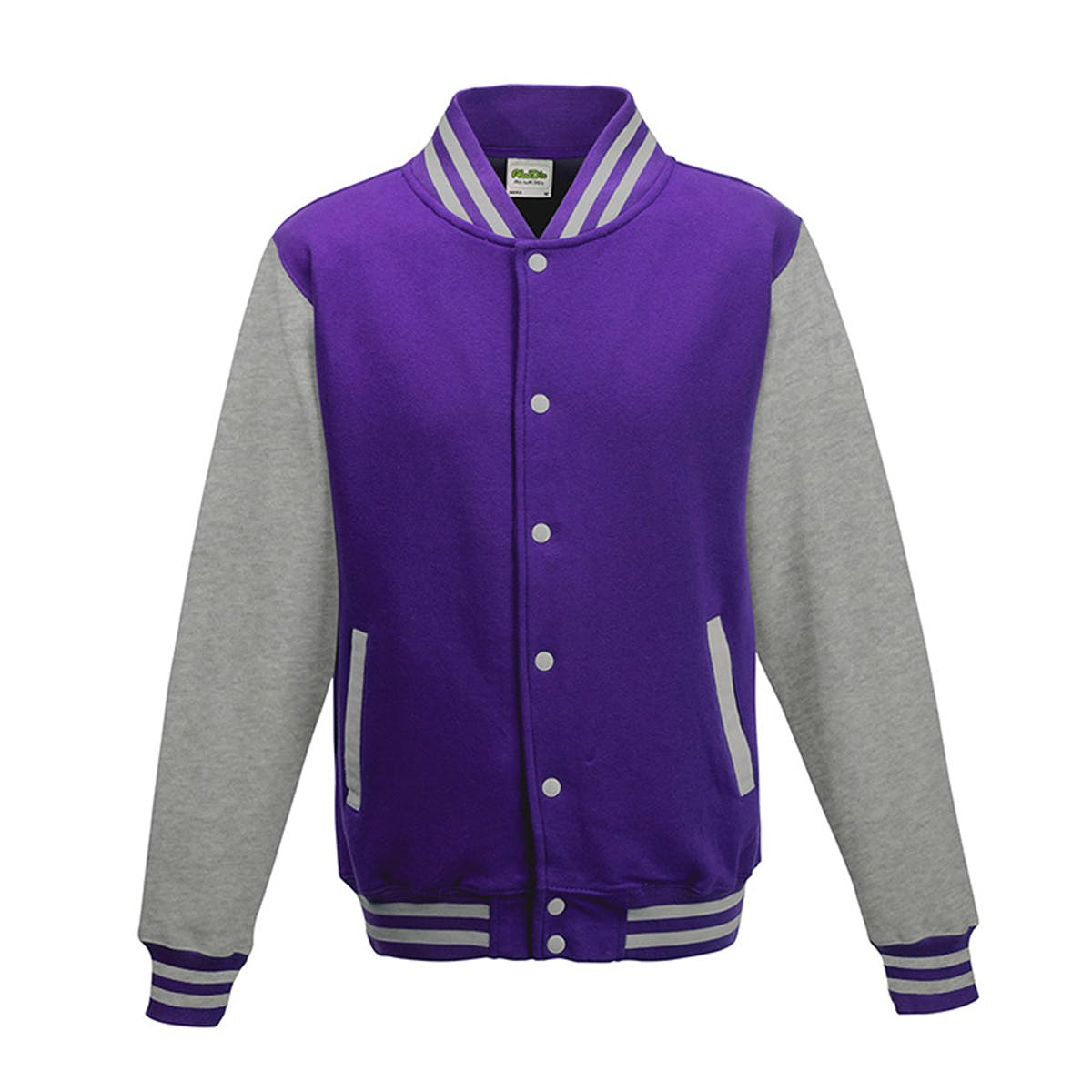 Varsity Jacke Lila/Leder Grau