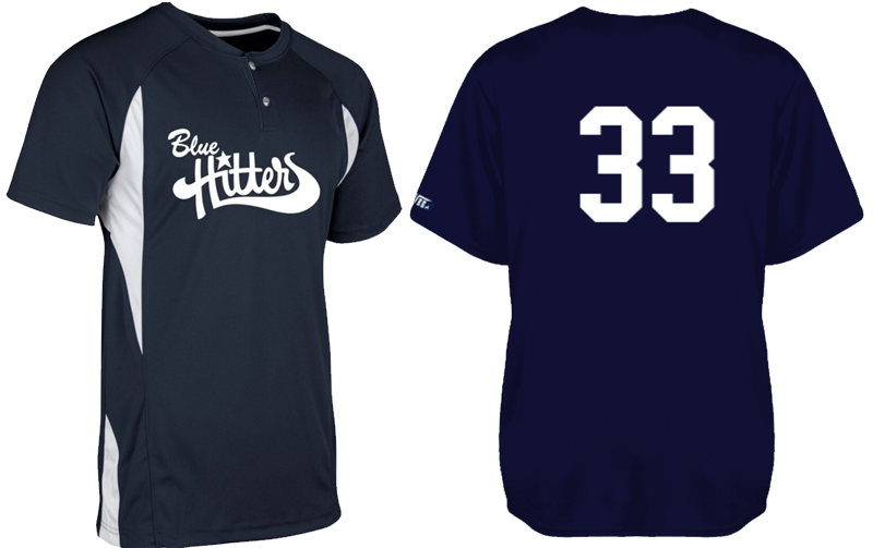 Blue Hitters Shirt,  2 Knoopjes: Flatback Mesh