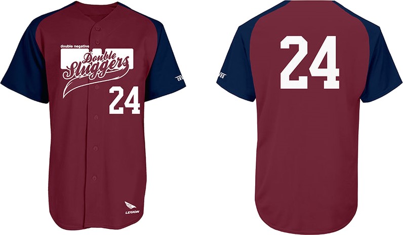 Camisa Double Sluggers, mangas azul marino: Flatback Mesh