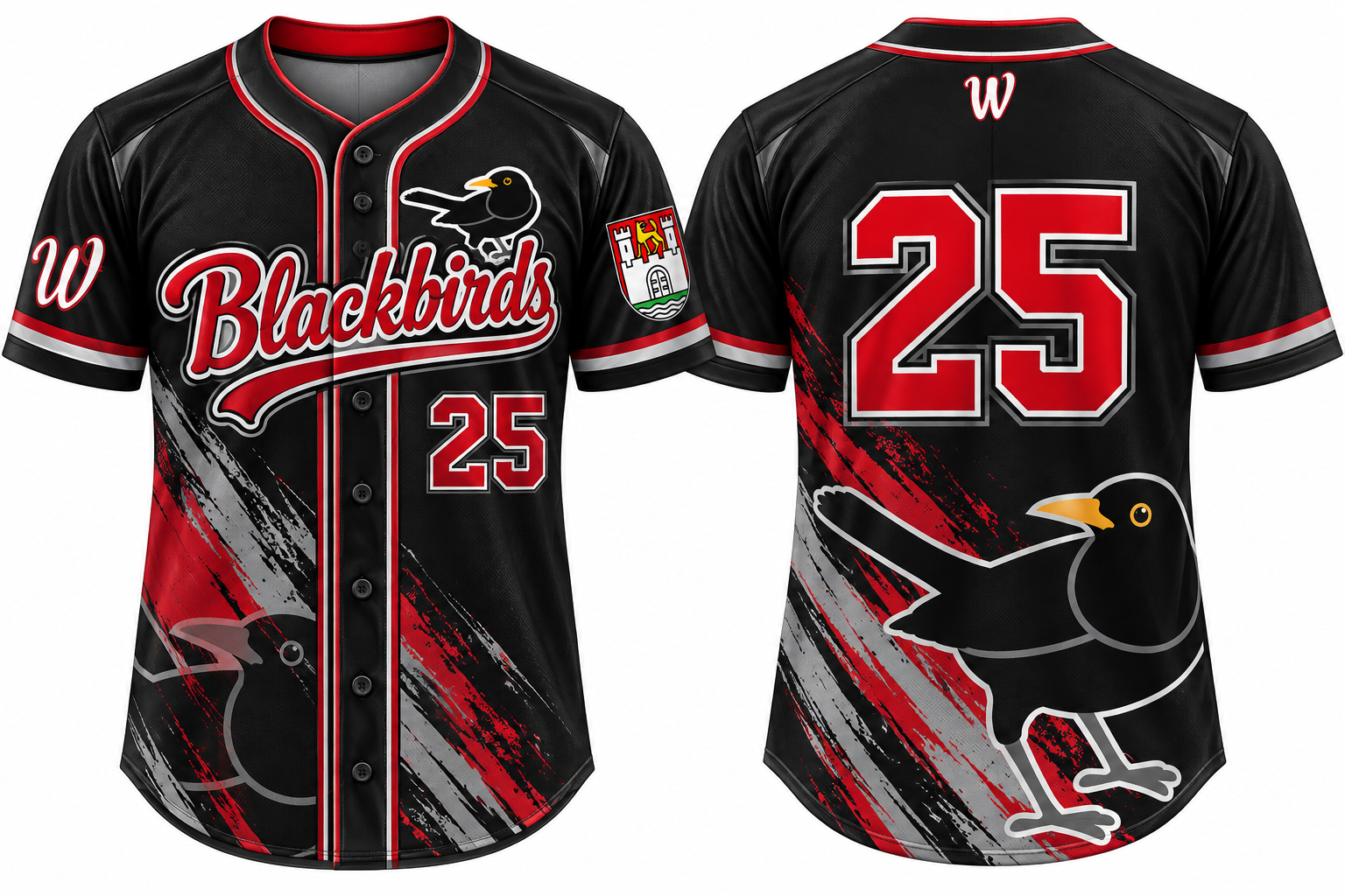 Wolfsburg Blackbirds Alternate Jersey, Flatback Mesh