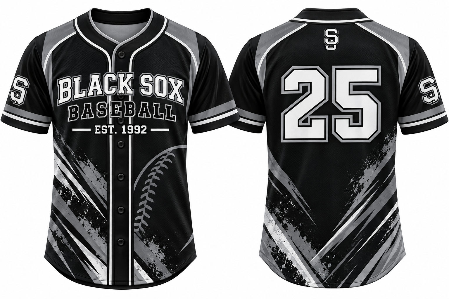 Stade Black Sox Alternate Jersey, Flatback Mesh