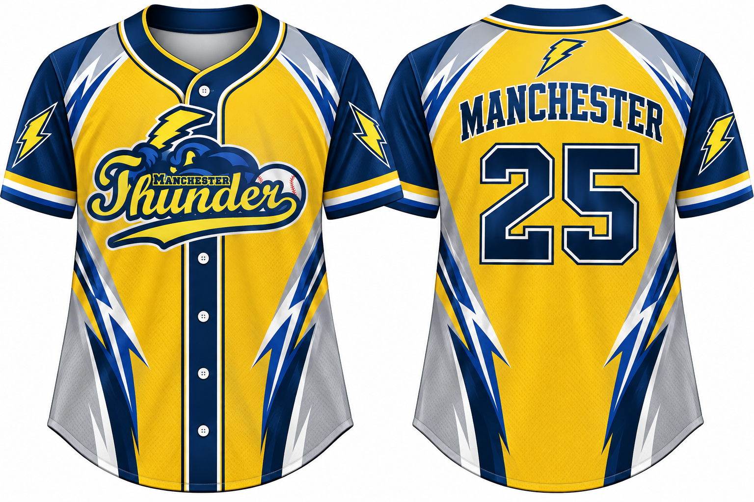 Manchester Thunder Alternate Jersey, Flatback Mesh