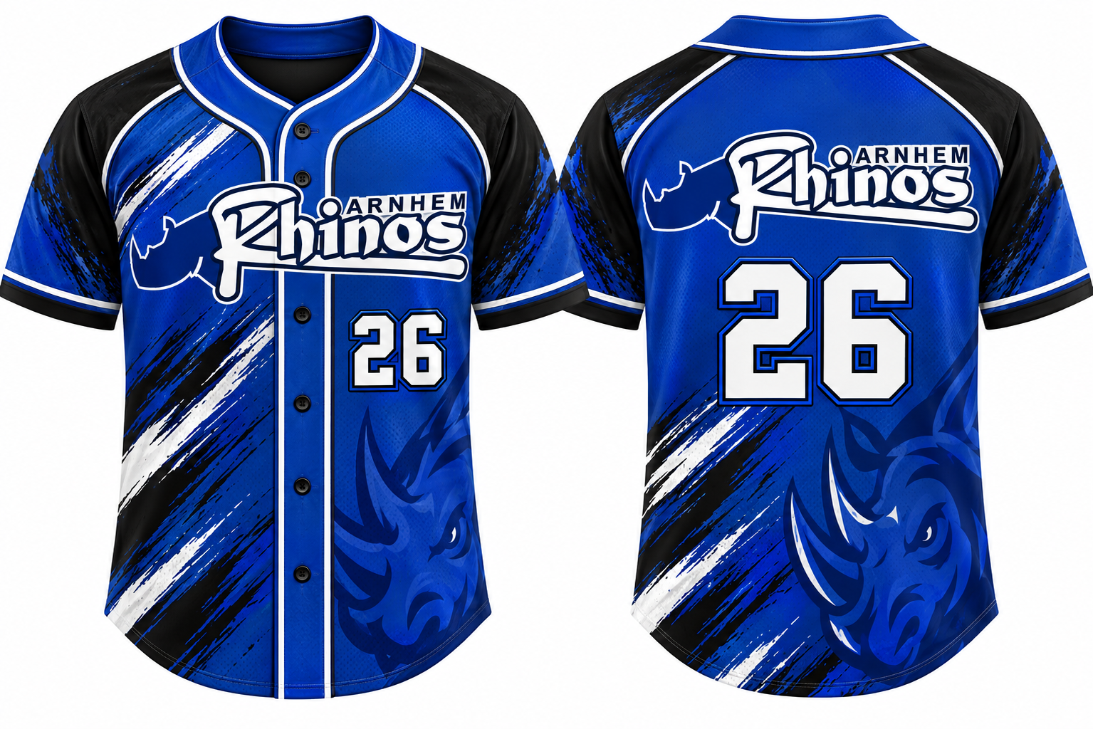Arnhem Rhinos Alternate Jersey, Flatback Mesh
