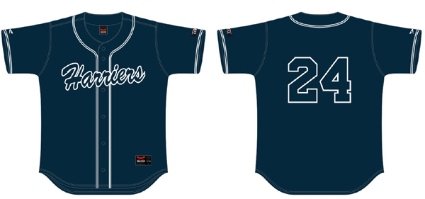Harriers Shirt: Donkerblauw, Flatback Mesh