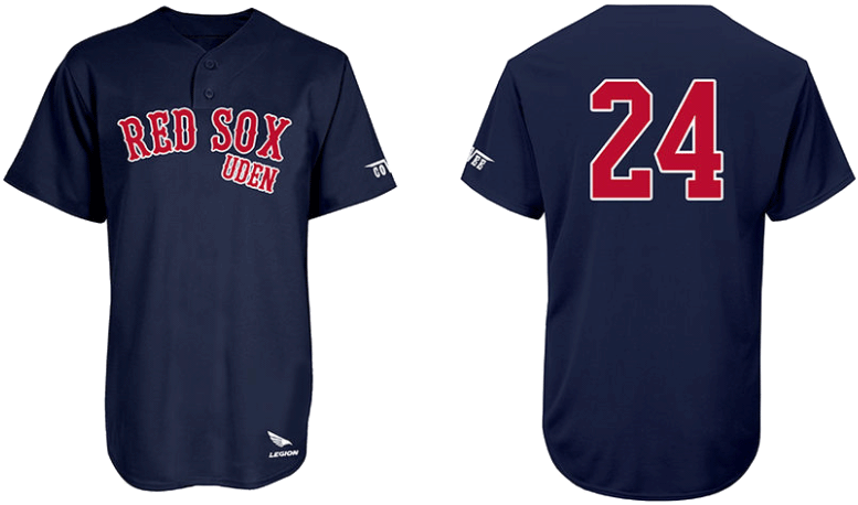 Uden Red Sox Trikot, 2 Knöpfe: Flatback Mesh