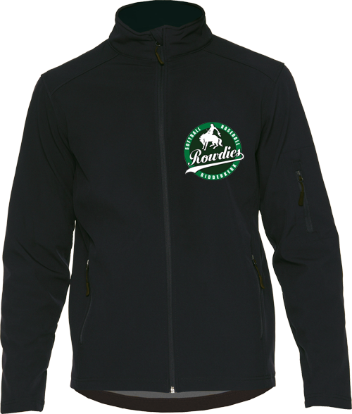 Rowdies Softshell Jas: Zwart, Rond logo