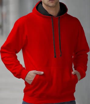 Kapuzenpulli 2 Farbe: Rot/Schwarz