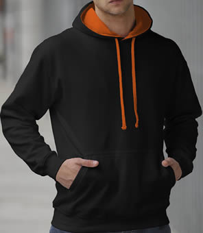 Hooded Sweater 2 Color: Black/Orange