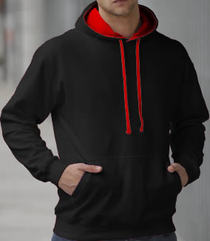 Capuchon Sweater 2 Kleuren: Zwart/Rood